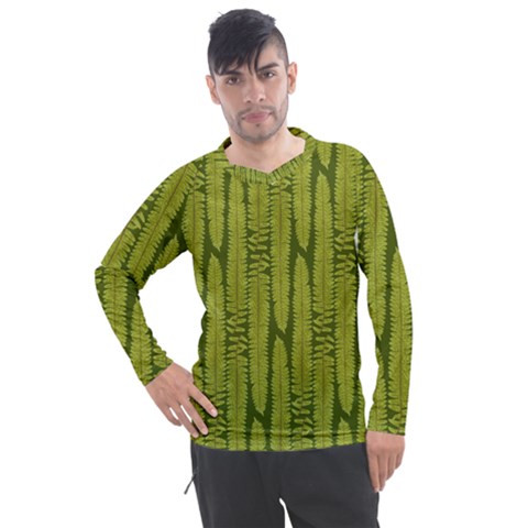 Fern Texture Nature Leaves Men s Pique Long Sleeve T-shirt by Posterlux