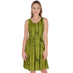 Fern Texture Nature Leaves Knee Length Skater Dress With Pockets by Posterlux