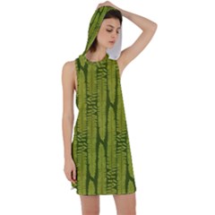 Fern Texture Nature Leaves Racer Back Hoodie Dress