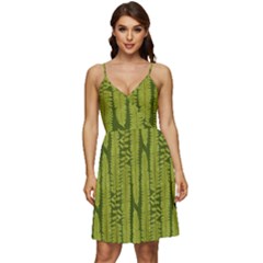 Fern Texture Nature Leaves V-neck Pocket Summer Dress  by Posterlux