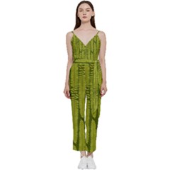 Fern Texture Nature Leaves V-neck Camisole Jumpsuit by Posterlux