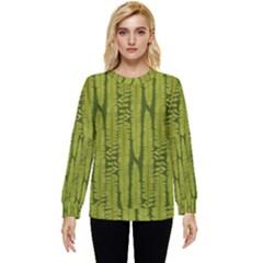 Fern Texture Nature Leaves Hidden Pocket Sweatshirt