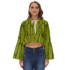 Fern Texture Nature Leaves Boho Long Bell Sleeve Top