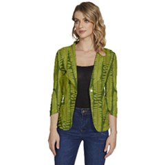 Fern Texture Nature Leaves Women s One-button 3/4 Sleeve Short Jacket by Posterlux