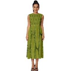 Fern Texture Nature Leaves Sleeveless Round Neck Midi Dress by Posterlux