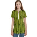 Fern Texture Nature Leaves Women s Zip Front V-Neck Short Sleeve Casual Top Pocket Shirt View1