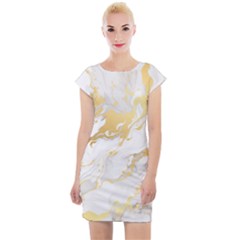 Marble Pattern Cap Sleeve Bodycon Dress by Posterlux