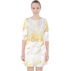 Marble Pattern Quarter Sleeve Pocket Dress