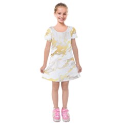 Marble Pattern Kids  Short Sleeve Velvet Dress