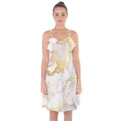 Marble Pattern Ruffle Detail Chiffon Dress by Posterlux