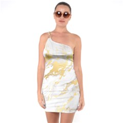 Marble Pattern One Shoulder Ring Trim Bodycon Dress