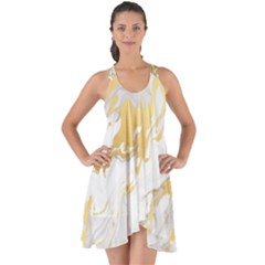 Marble Pattern Show Some Back Chiffon Dress