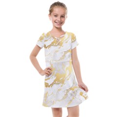 Marble Pattern Kids  Cross Web Dress