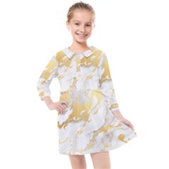 Marble Pattern Kids  Quarter Sleeve Shirt Dress