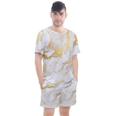 Marble Pattern Men s Mesh T-shirt And Shorts Set