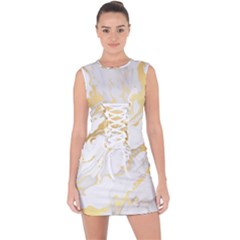 Marble Pattern Lace Up Front Bodycon Dress by Posterlux