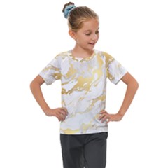 Marble Pattern Kids  Mesh Piece T-shirt