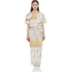 Marble Pattern Batwing Lightweight Chiffon Jumpsuit