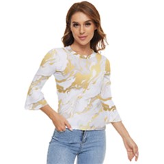 Marble Pattern Bell Sleeve Top