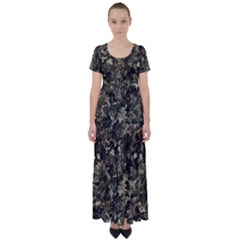 Camouflage Army Survival Uniform High Waist Short Sleeve Maxi Dress by Posterlux