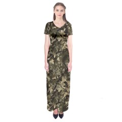 Camouflage Army Survival Uniform Short Sleeve Maxi Dress