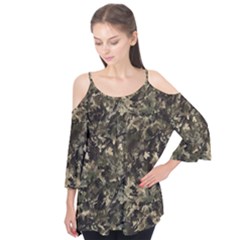 Camouflage Army Survival Uniform Flutter Sleeve T-shirt