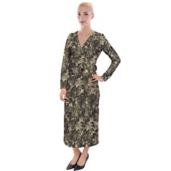 Camouflage Army Survival Uniform Velvet Maxi Wrap Dress by Posterlux