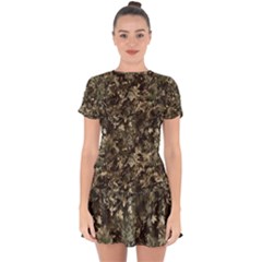 Camouflage Army Survival Uniform Drop Hem Mini Chiffon Dress