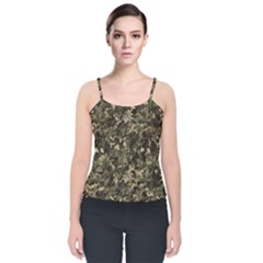 Camouflage Army Survival Uniform Velvet Spaghetti Strap Top by Posterlux