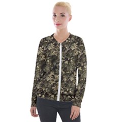 Camouflage Army Survival Uniform Velvet Zip Up Jacket by Posterlux