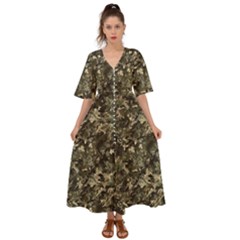 Camouflage Army Survival Uniform Kimono Sleeve Boho Dress by Posterlux