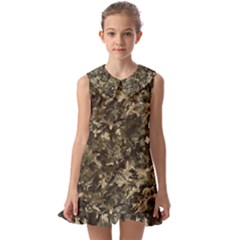 Camouflage Army Survival Uniform Kids  Pilgrim Collar Ruffle Hem Dress