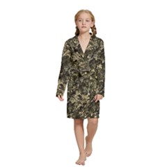 Camouflage Army Survival Uniform Kids  Long Sleeve Velvet Lounge Robe by Posterlux