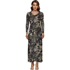 Camouflage Army Survival Uniform Long Sleeve Longline Maxi Dress by Posterlux