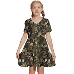 Camouflage Army Survival Uniform Kids  Short Sleeve Tiered Mini Dress