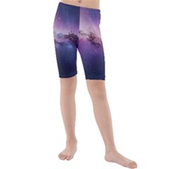 Cosmic Dreamscape Print (ai) Black Backgrond Kids  Mid Length Swim Shorts by dflcprintsclothing