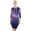 Cosmic Dreamscape Print (ai) Black Backgrond Quarter Sleeve Hood Bodycon Dress View1