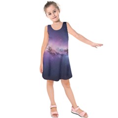 Cosmic Dreamscape Print (ai) Black Backgrond Kids  Sleeveless Dress by dflcprintsclothing