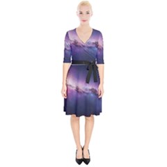 Cosmic Dreamscape Print (ai) Black Backgrond Wrap Up Cocktail Dress by dflcprintsclothing