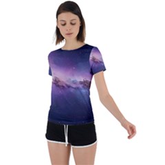 Cosmic Dreamscape Print (ai) Black Backgrond Back Circle Cutout Sports T-shirt by dflcprintsclothing