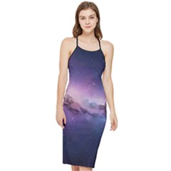 Cosmic Dreamscape Print (ai) Black Backgrond Bodycon Cross Back Summer Dress by dflcprintsclothing