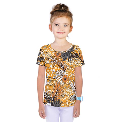 Leaf Yellow Point Flower White Kids  One Piece T-shirt by Grandong