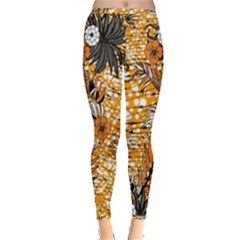 Leaf Yellow Point Flower White Inside Out Leggings by Grandong