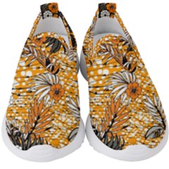 Leaf Yellow Point Flower White Kids  Slip On Sneakers by Grandong