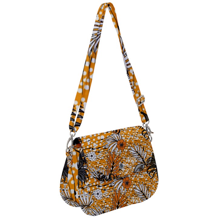 Leaf Yellow Point Flower White Saddle Handbag