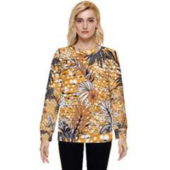 Leaf Yellow Point Flower White Hidden Pocket Sweatshirt