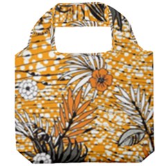 Leaf Yellow Point Flower White Foldable Grocery Recycle Bag by Grandong