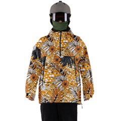 Leaf Yellow Point Flower White Men s Ski And Snowboard Waterproof Breathable Jacket by Grandong