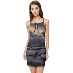 Stellar Dreamscape (ai&human) Summer Tie Front Dress by dflcprintsclothing