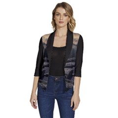 Stellar Dreamscape (ai&human) Women s Draped Front 3/4 Sleeve Shawl Collar Jacket by dflcprintsclothing